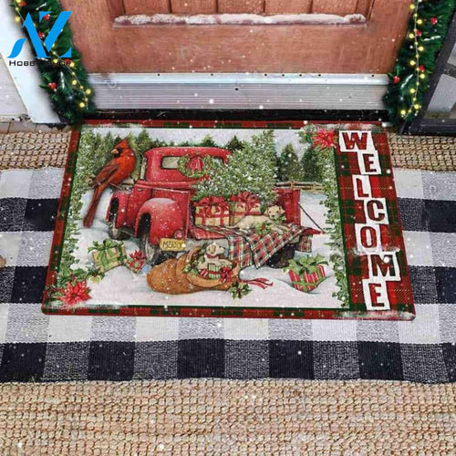 Christmas Red Truck Doormat – Doormat