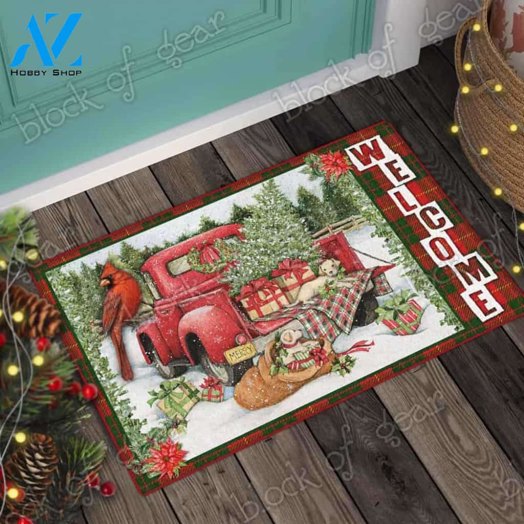 Christmas Red Truck Doormat – Doormat