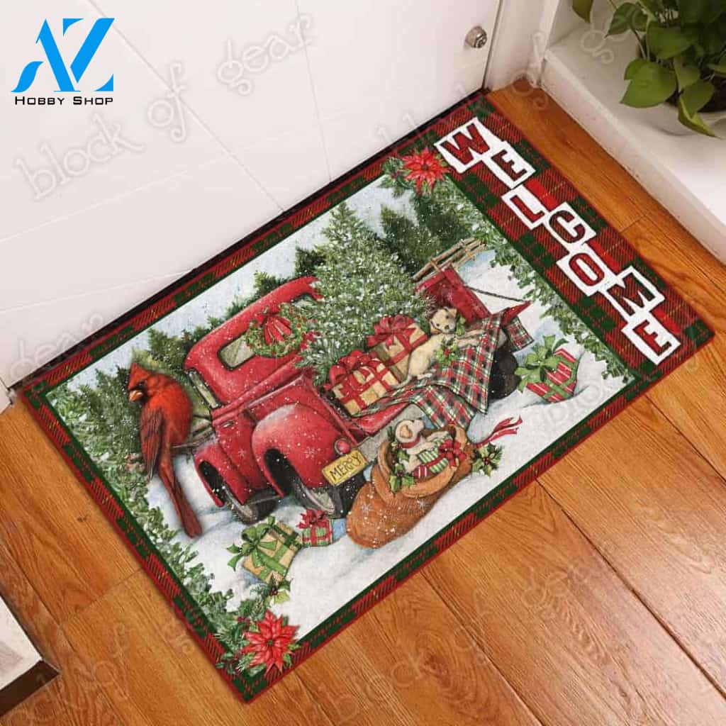 Christmas Red Truck Doormat – Doormat