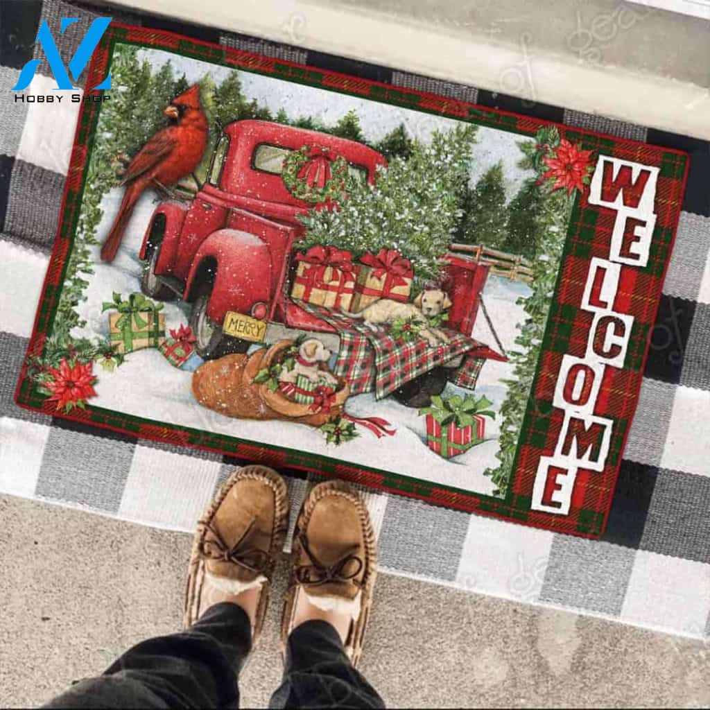 Christmas Red Truck Doormat – Doormat