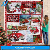 Christmas Red Truck Snowman Let It Snow Fleece Blanket Gift For Family & Friends Gift Home Decor Bedding Couch Sofa Soft And Comfy Cozy