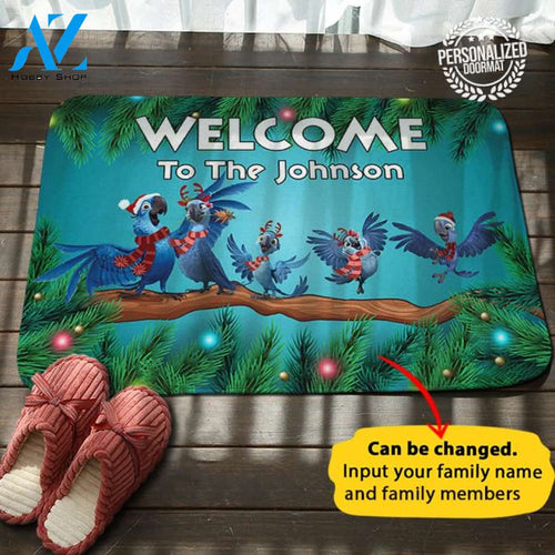 Christmas Rio Personalized Name Doormat
