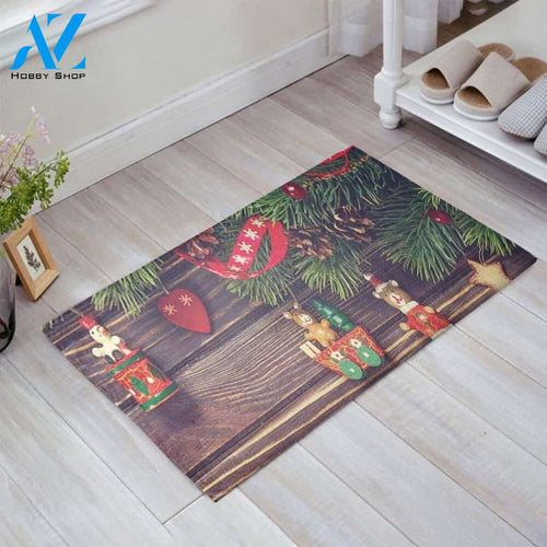 Christmas Rustic Wooden Old Noel Time Garden Indoor and Outdoor Mat Entrance Rug Sweet Home Decor Housewarming, Gift For Friend Family