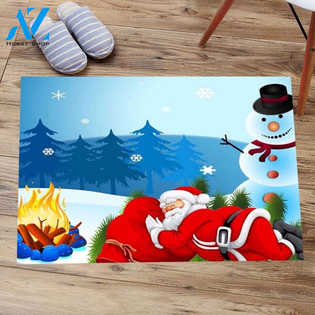 Christmas Santa Claus With Snowman Doormat Floor Mat Decorations Doormat Welcome Mat Housewarming Home Decor Funny Doormat Gift Idea