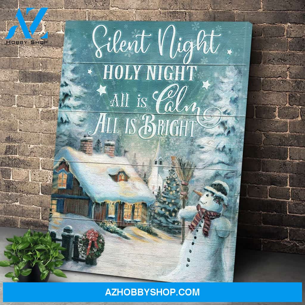 Personalized Canvas Christmas Silent Night Holy Night Village Light Up Canvas Wall Art