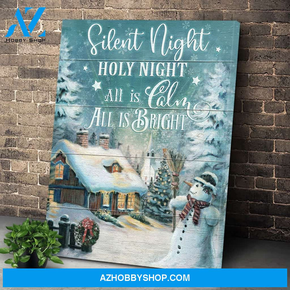 Personalized Canvas Christmas Silent Night Holy Night Village Light Up Canvas Wall Art