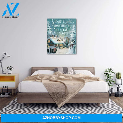 Personalized Canvas Christmas Silent Night Holy Night Village Light Up Canvas Wall Art