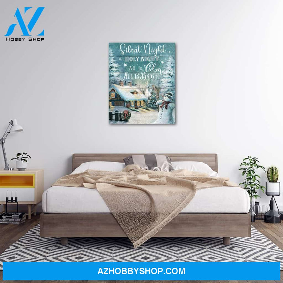 Personalized Canvas Christmas Silent Night Holy Night Village Light Up Canvas Wall Art