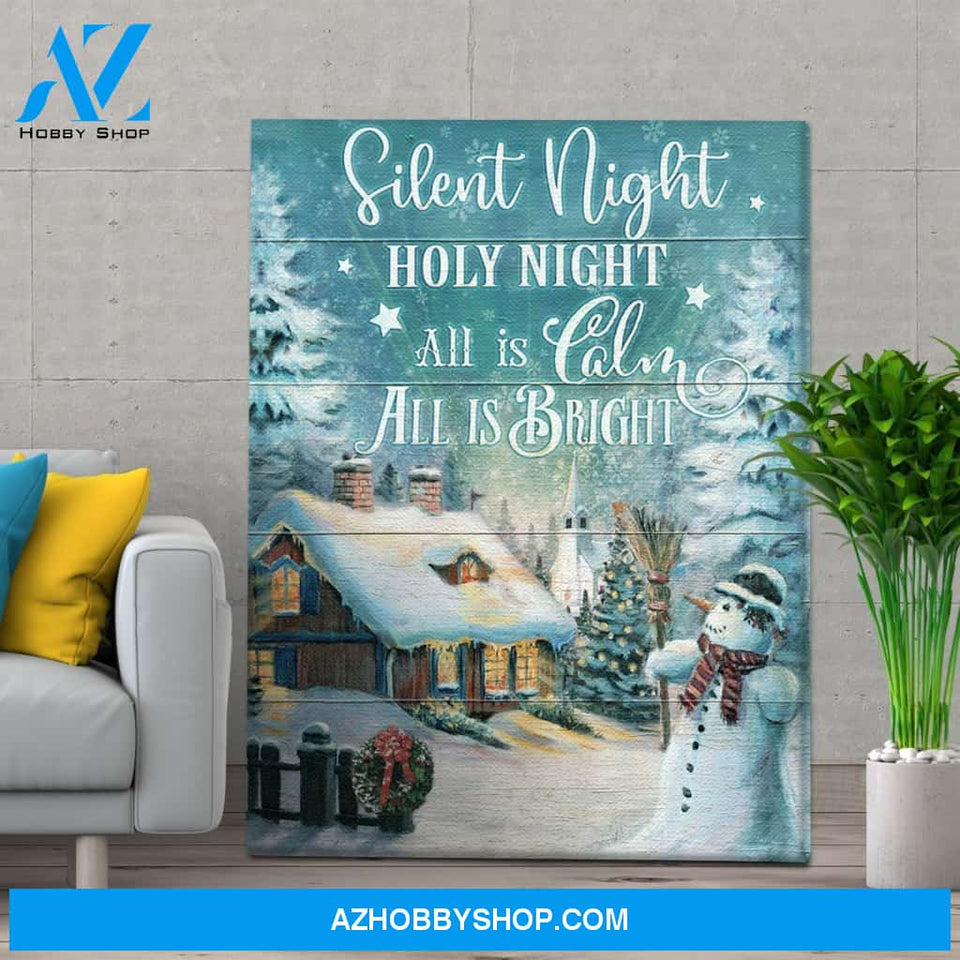 Personalized Canvas Christmas Silent Night Holy Night Village Light Up Canvas Wall Art