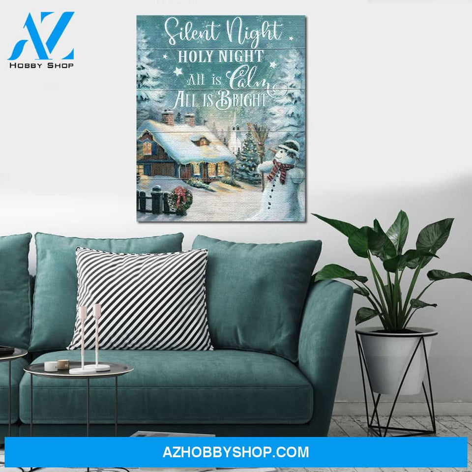 Personalized Canvas Christmas Silent Night Holy Night Village Light Up Canvas Wall Art