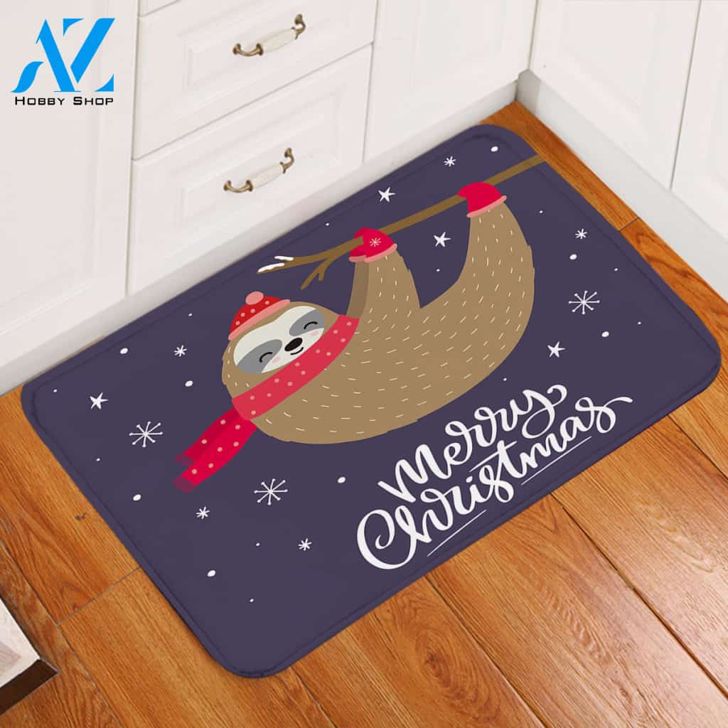 Christmas Sloth Door Mat
