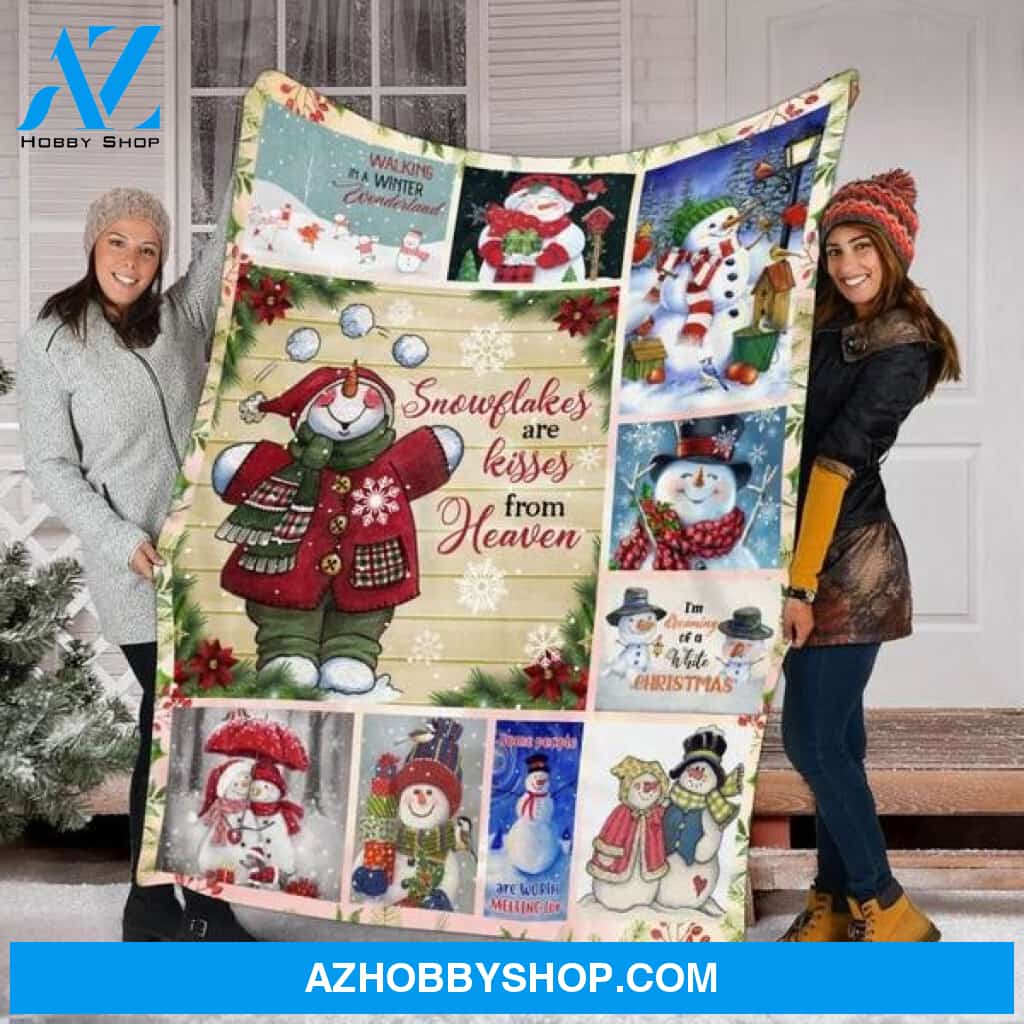 Christmas Snowflakes Are Kisses From Heaven Fleece Blanket Gift For Family,Birthday,Christmas,Children,Parents,Couple Gift Home Decor Bedding Couch Sofa Soft and Comfy