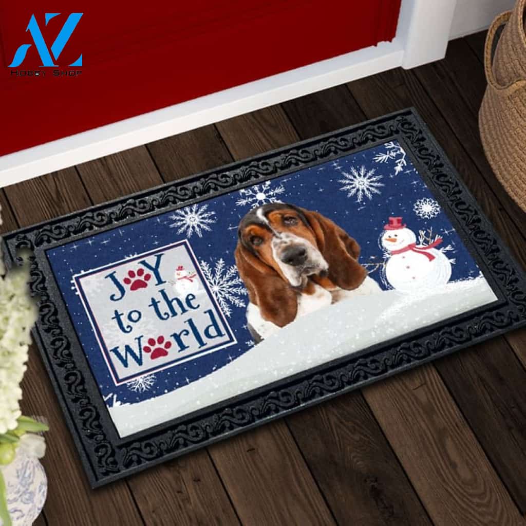 Christmas Snowflakes Basset Hound Dog Doormat