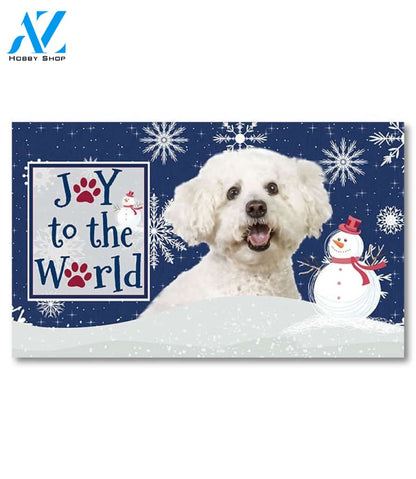 Christmas Snowflakes Bichon Frise Doormat - 18" x 30"