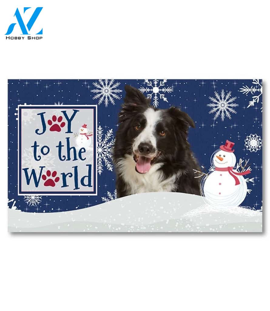 Christmas Snowflakes Border Collie Doormat - 18" x 30"