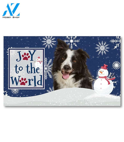 Christmas Snowflakes Border Collie Doormat - 18" x 30"