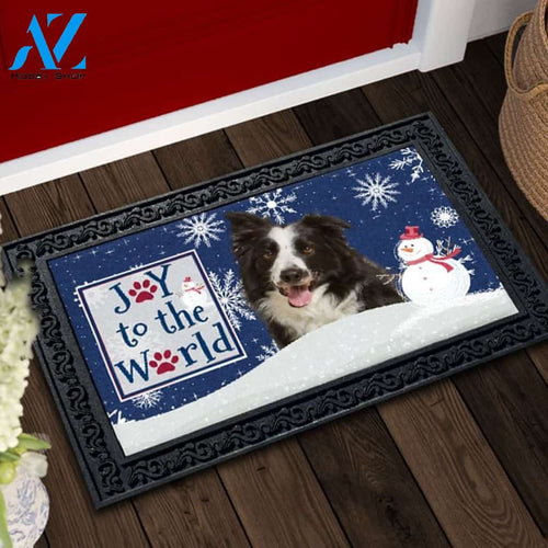 Christmas Snowflakes Border Collie Doormat