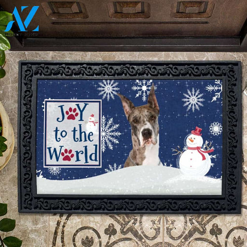 Christmas Snowflakes Brindle Great Dane Doormat - 18" x 30"