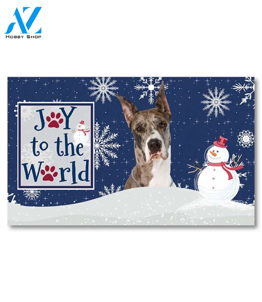 Christmas Snowflakes Brindle Great Dane Doormat - 18" x 30"