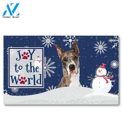 Christmas Snowflakes Brindle Great Dane Doormat - 18" x 30"