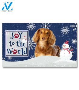Christmas Snowflakes Brown Long Haired Dachshund Doormat - 18" x 30"