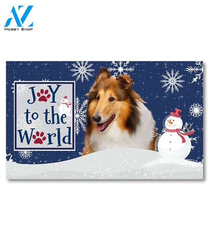 Christmas Snowflakes Collie Doormat - 18" x 30"