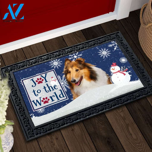 Christmas Snowflakes Collie Doormat - 18" x 30"
