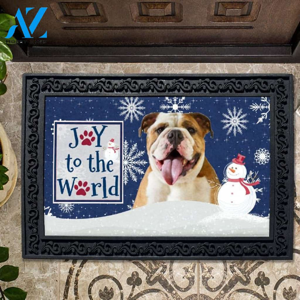 Christmas Snowflakes English Bulldog Dog Doormat