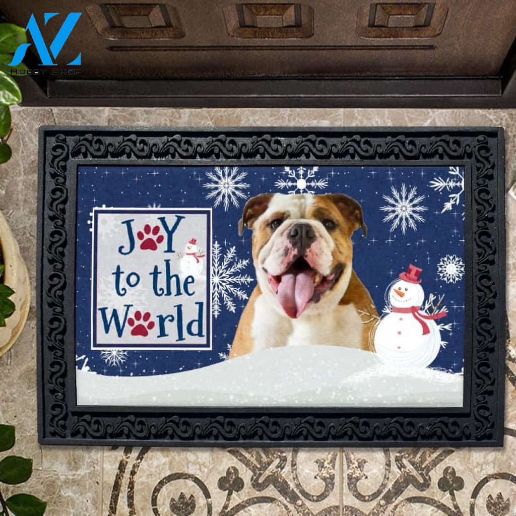 Christmas Snowflakes English Bulldog Dog Doormat