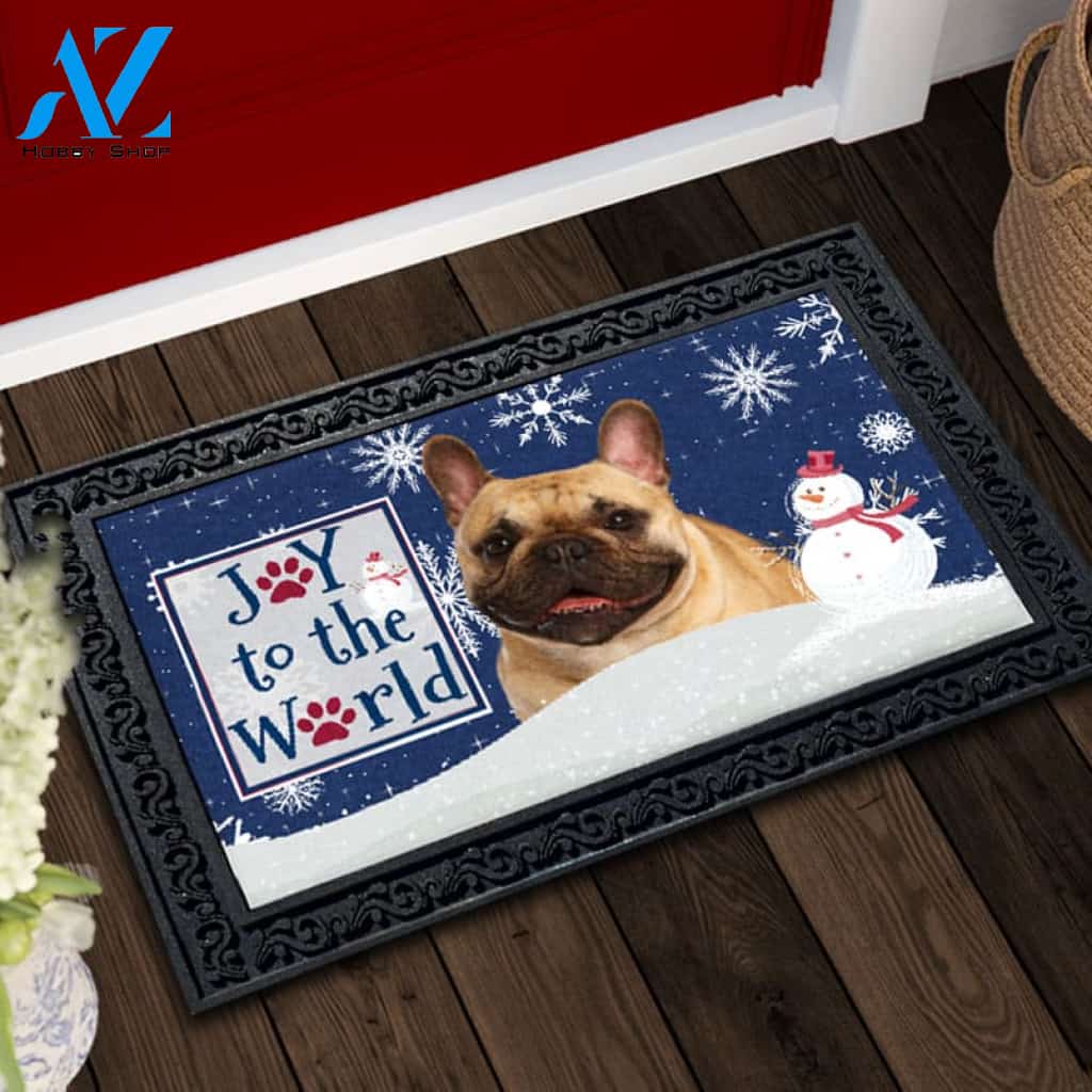 Christmas Snowflakes French Bulldog Doormat - 18" x 30"