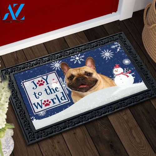 Christmas Snowflakes French Bulldog Doormat