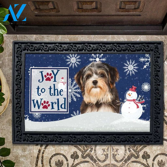 Christmas Snowflakes Morkie Dog Doormat