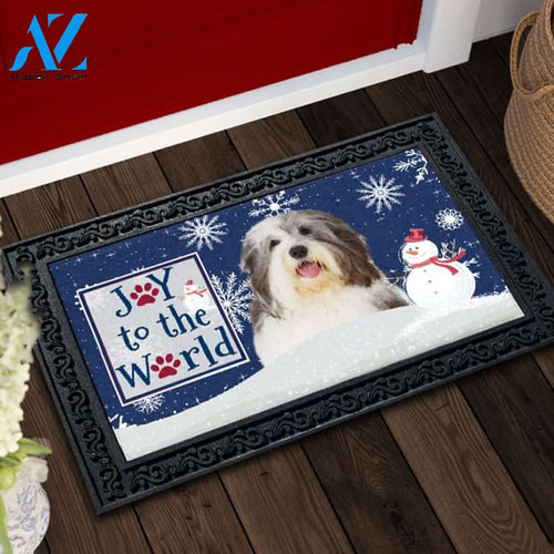 Christmas Snowflakes Old English Sheepdog Dog Doormat