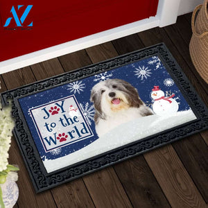 Christmas Snowflakes Old English Sheepdog Doormat - 18" x 30"