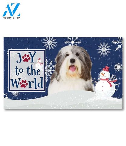 Christmas Snowflakes Old English Sheepdog Doormat - 18" x 30"