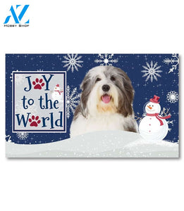 Christmas Snowflakes Old English Sheepdog Doormat - 18" x 30"