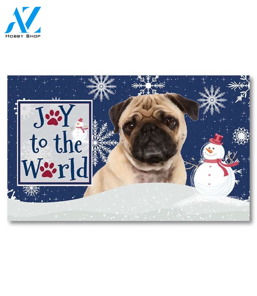 Christmas Snowflakes Pug Doormat - 18" x 30"