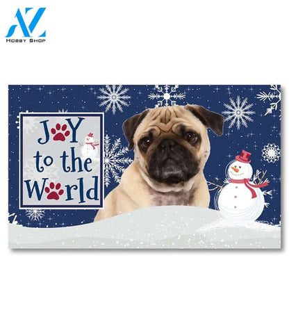 Christmas Snowflakes Pug Doormat - 18" x 30"