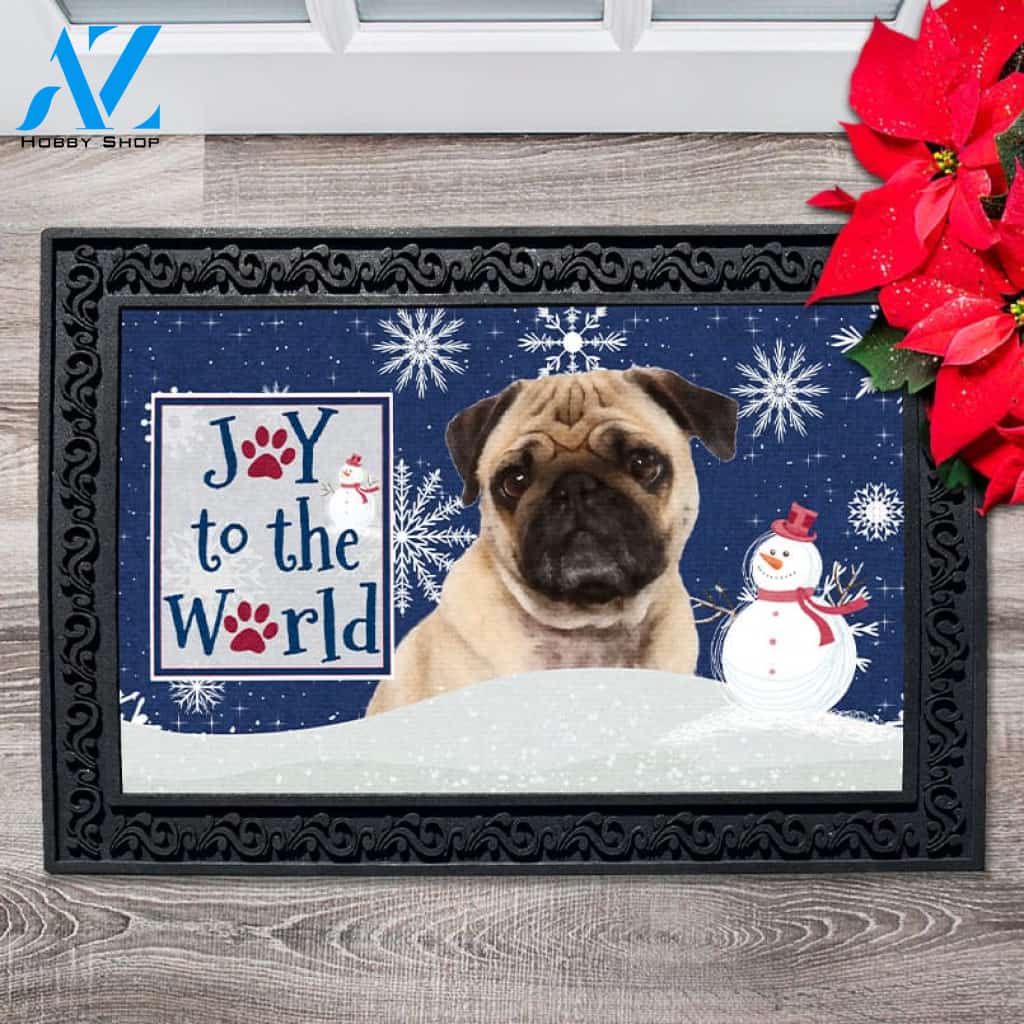 Christmas Snowflakes Pug Doormat - 18" x 30"