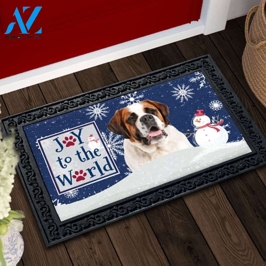 Christmas Snowflakes Saint Bernard Doormat - 18" x 30"