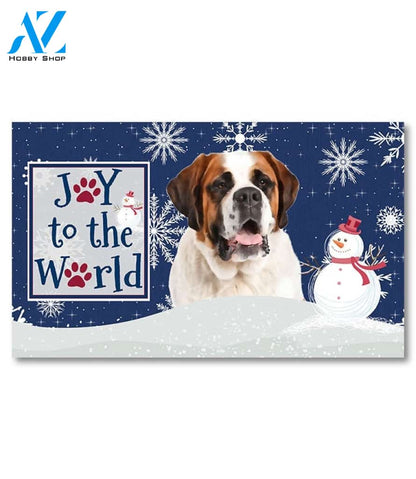 Christmas Snowflakes Saint Bernard Doormat - 18" x 30"