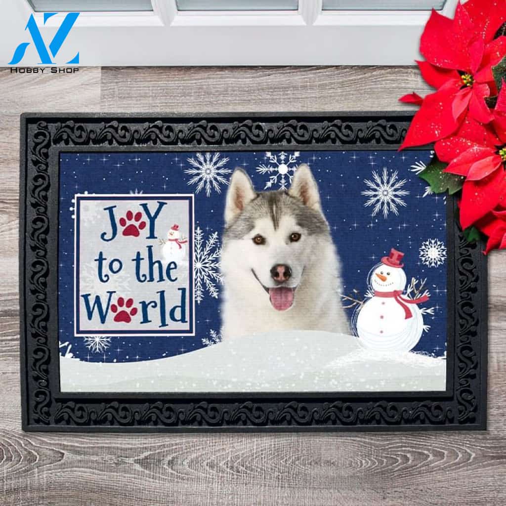 Christmas Snowflakes Siberian Husky Dog Doormat