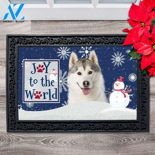 Christmas Snowflakes Siberian Husky Dog Doormat