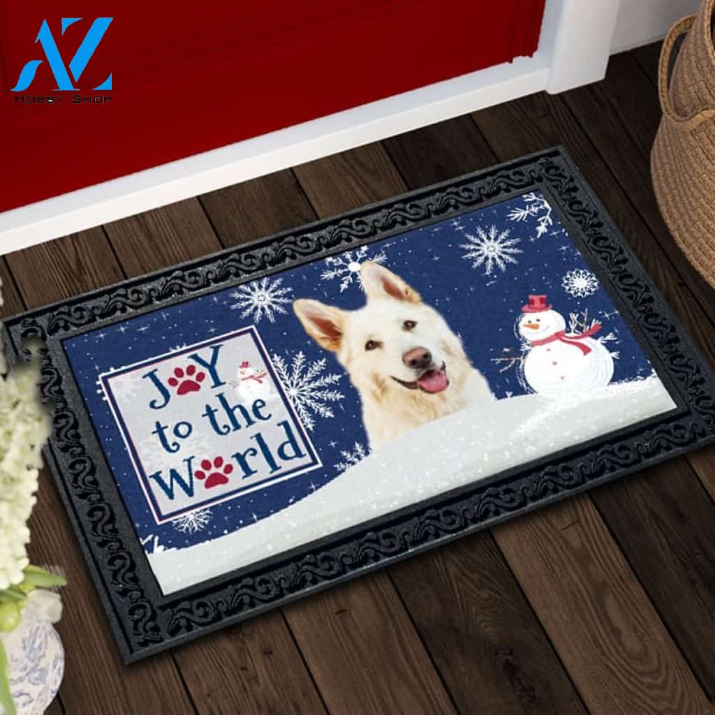 Christmas Snowflakes White German Shepherd Dog Doormat