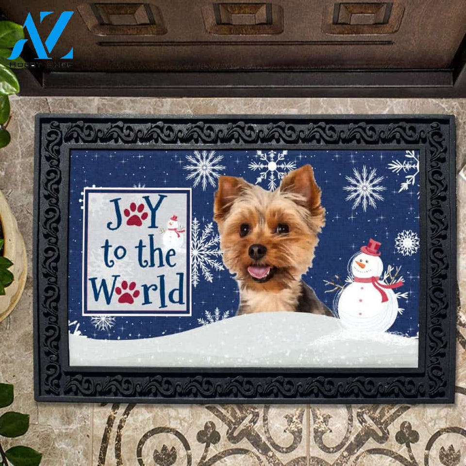 Christmas Snowflakes Yorkie Doormat - 18" x 30"