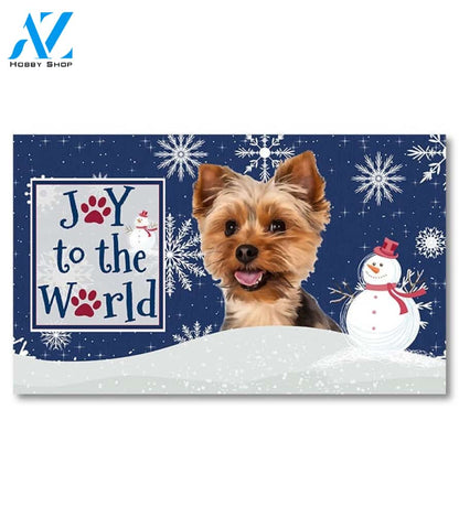 Christmas Snowflakes Yorkie Doormat - 18" x 30"