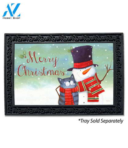 Christmas Snowman & Cat Doormat - 18" x 30"