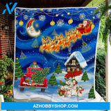 Christmas Snowman Family And Red Truck Fleece Blanket Gift For People Home Decor Bedding Couch Sofa Soft And Comfy Cozy