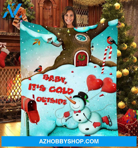 Christmas Snowman It Is Cold Outside Baby Fleece Blanket Gift For Family,Birthday,Christmas,Friends,Couple Gift Home Decor Bedding Couch Sofa Soft and Comfy
