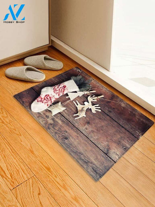 Christmas Sock Elk Wood CLH0910119D Doormat